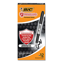 BIC PrevaGuard Permanent Marker, Fine Bullet Tip, Black, 12/Pack (BICGAPM11BLK)