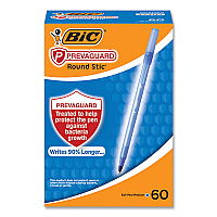 BIC PrevaGuard Round Stic Pen, Stick, Medium 1 mm, Blue Ink, Translucent Blue Barrel, 60/Pack (BICGSAM60BLU)