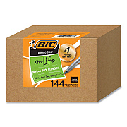 BIC Round Stic Xtra Life Ballpoint Pen, Stick, Medium 1 mm, Black Ink, Translucent Black Barrel, 144/Pack (BICGSM144AZBLK)