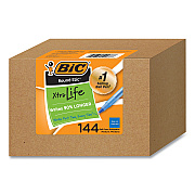 BIC Round Stic Xtra Life Ballpoint Pen, Stick, Medium 1 mm, Blue Ink, Translucent Blue Barrel, 144/Pack (BICGSM144AZBLU)