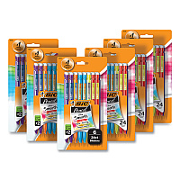 BIC Xtra-Smooth Bright Edition Mechanical Pencils, 0.7 mm, HB (#2), Black Lead, Assorted Barrel Colors, 24/Pack, 6 Packs/Carton (BICMPCE144EBLK)