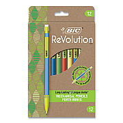 BIC ReVolution Mechanical Pencil, 0.7 mm, HB (#2), Black Lead, Assorted Barrel Colors, 12/Pack (BICMPE12BLK)