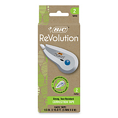 BIC Wite-Out Brand Ecolutions Correction Tape, Non-Refillable, White,  0.2" x 19.8 ft, 2/Pack (BICWOET21WHI)