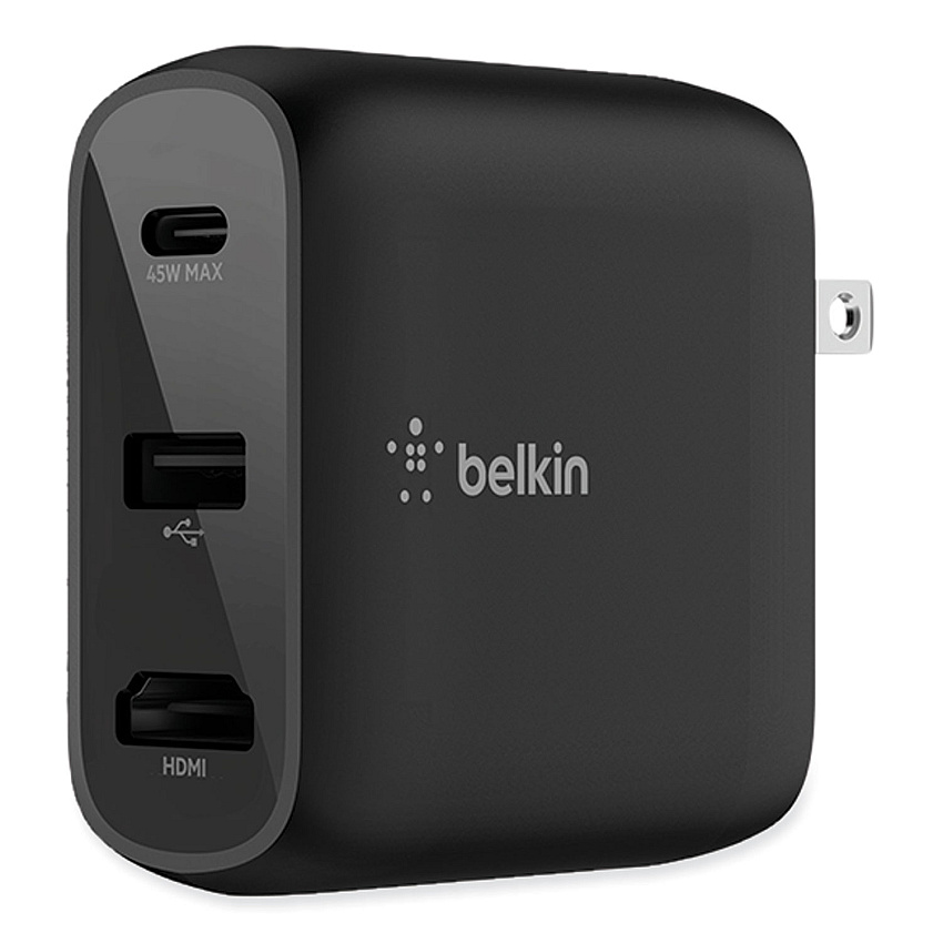 Belkin Connect 46.5W Multi-Port Power Hub for USB-C Laptop or Nintendo Switch, 3 Ports, Black (BLKAVC010TTBK)