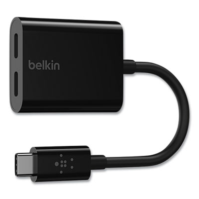 Belkin USB-C Audio+Charge Adapter, Black (F7U081BTBLK)