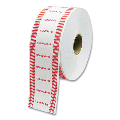 CONTROLTEK Automatic Coin Wrapper Roll for Coin Wrapping Machines, Pennies, $0.50, White/Red, 2,000/Roll, 8 Rolls/Carton (CNK575034)