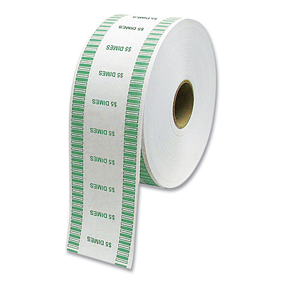 CONTROLTEK Automatic Coin Wrapper Roll for Coin Wrapping Machines, Dimes, $5.00, Kraft/Green, 2,000/Roll, 8 Rolls/Carton (CNK575036)