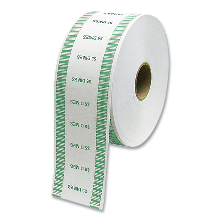 CONTROLTEK Automatic Coin Wrapper Roll for Coin Wrapping Machines, Dimes, $5.00, Kraft/Green, 2,000/Roll, 8 Rolls/Carton (CNK575036)