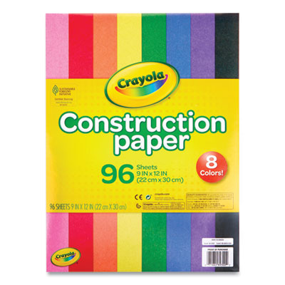 Crayola Construction Paper, 9 x 12, Assorted Colors, 96 Sheets/Pack (CYO993000)
