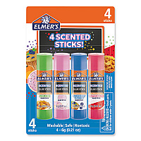 Elmer's Scented Glue Sticks, 0.21 oz, Dries in Assorted Colors, 4 Scents (EPI2142958)