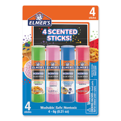 Elmer's Scented Glue Sticks, 0.21 oz, Dries in Assorted Colors, 4 Scents (EPI2142958)