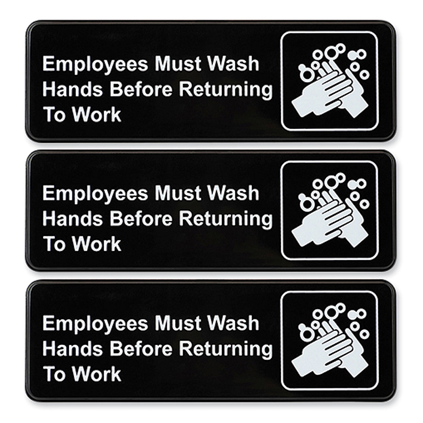 General Printing & Design Indoor/Outdoor Restroom with Braille Text, 6" x 9", Black Face, White Graphics, 3/Pack (EXOHD0049S)