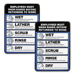 General Printing & Design Employees Must Wash Hands Indoor Wall Sign, 5" x 7", Black/Blue/White Face, Black/Blue Graphics, 2/Pack (EXOHD0171S)