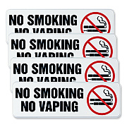 General Printing & Design No Smoking No Vaping Indoor/Outdoor Wall Sign, 9" x 3", Black Face, Black/Red Graphics, 4/Pack (EXOHD0175S)