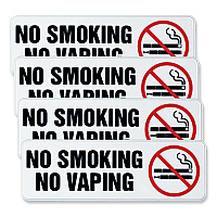 General Printing & Design No Smoking No Vaping Indoor/Outdoor Wall Sign, 9" x 3", Black Face, Black/Red Graphics, 4/Pack (EXOHD0175S)