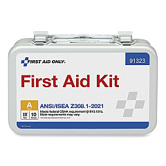 First Aid Only ANSI 2021 First Aid Kit for 10 People, 76 Pieces, Metal Case (FAO91323)