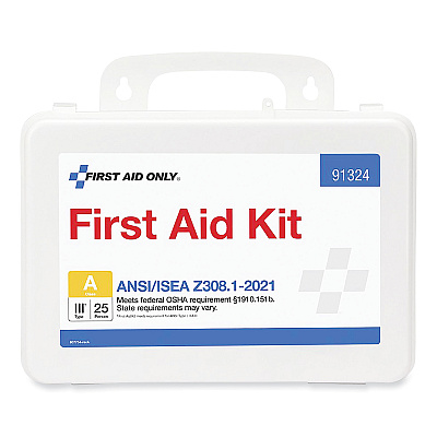 First Aid Only ANSI 2021 First Aid Kit for 25 People, 94 Pieces, Plastic Case (FAO91324)