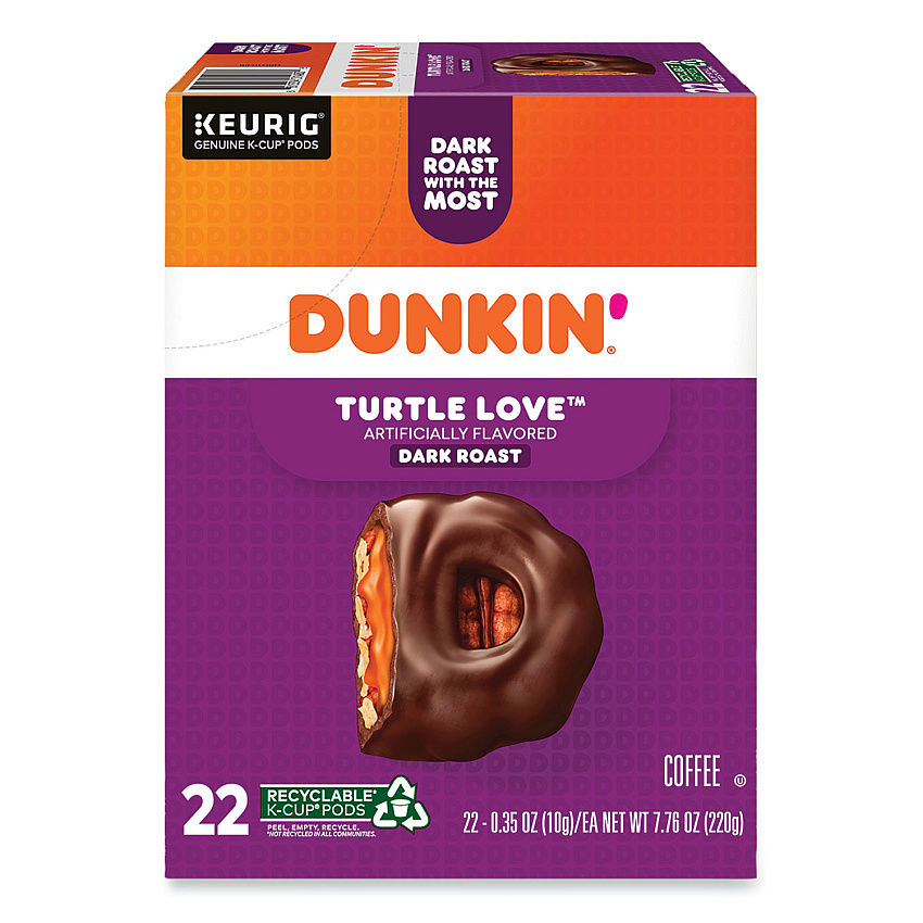Dunkin Donuts K-Cup Pods, Turtle Love Coffee, 22/Box (GMT5000367615)