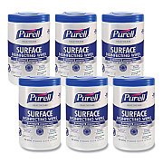 PURELL Healthcare Surface Disinfecting Wipes, 1-Ply, 7" x 10", Unscented, White, 110 Wipes/Canister, 6 Canisters/Carton (GOJ934006)