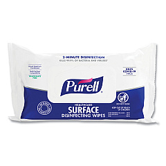 PURELL Healthcare Surface Disinfecting Wipes, 1-Ply, 7" x 10", Unscented, White, 72/Pack (GOJ937012)