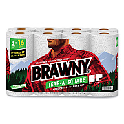 Brawny Tear-A-Square Perforated Kitchen Roll Towels, Double Roll, 2-Ply, 11" x 11", White, 120 Sheets/Roll, 8 Rolls/Pack (GPC443665)