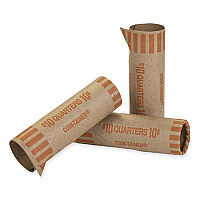 CONTROLTEK Gunshell Crimped-End Coin Wrapper, Quarters, $10.00, Kraft/Orange, 1,000/Carton (CNK560054)