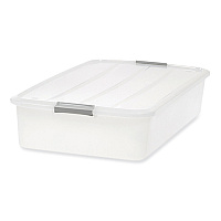 IRIS 50 Qt. Latch Lid Underbed Storage Box, 17.75" x 32.5" x 6.5", Clear (IRS100118)