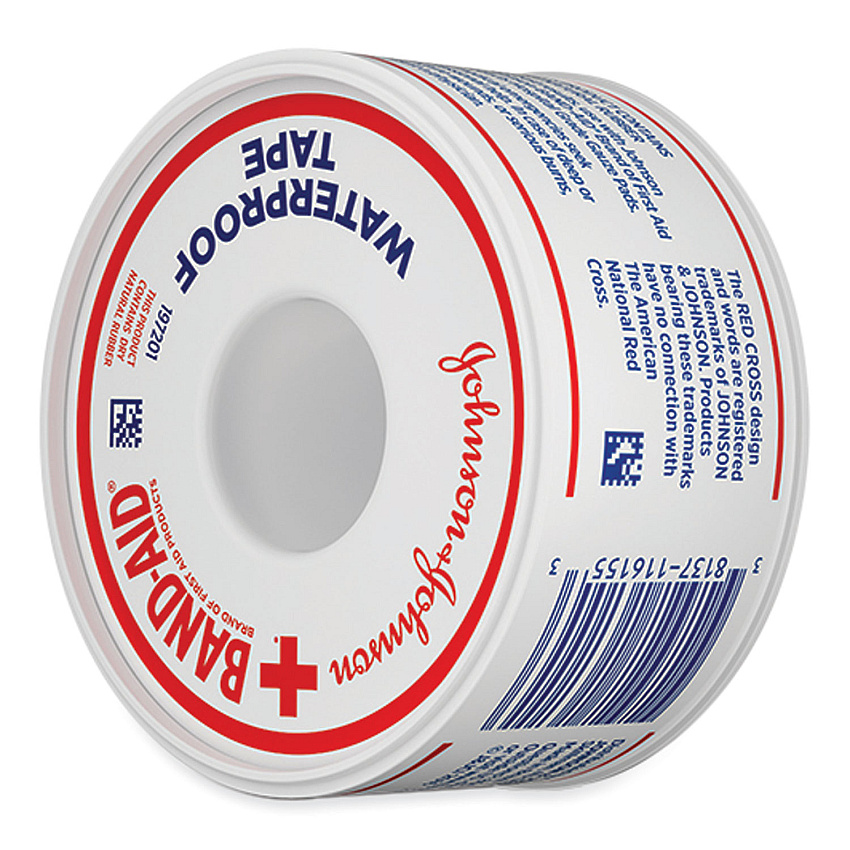 BAND-AID Water Block Waterproof Medical Tape, Dry Rubber, 1 x 10 yds, White (JOJ117121)