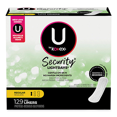 U by U by U by Kotex Security Lightdays Liners, Unscented, 129/Pack (49060)