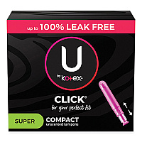 U by U by U by Kotex Click Compact Tampons, Regular, 32/Pack (KCC51584)