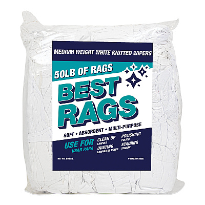 R2-w50 T-shirt Reclaimed Rags White 50lb Bag (R2-W50-50BG)