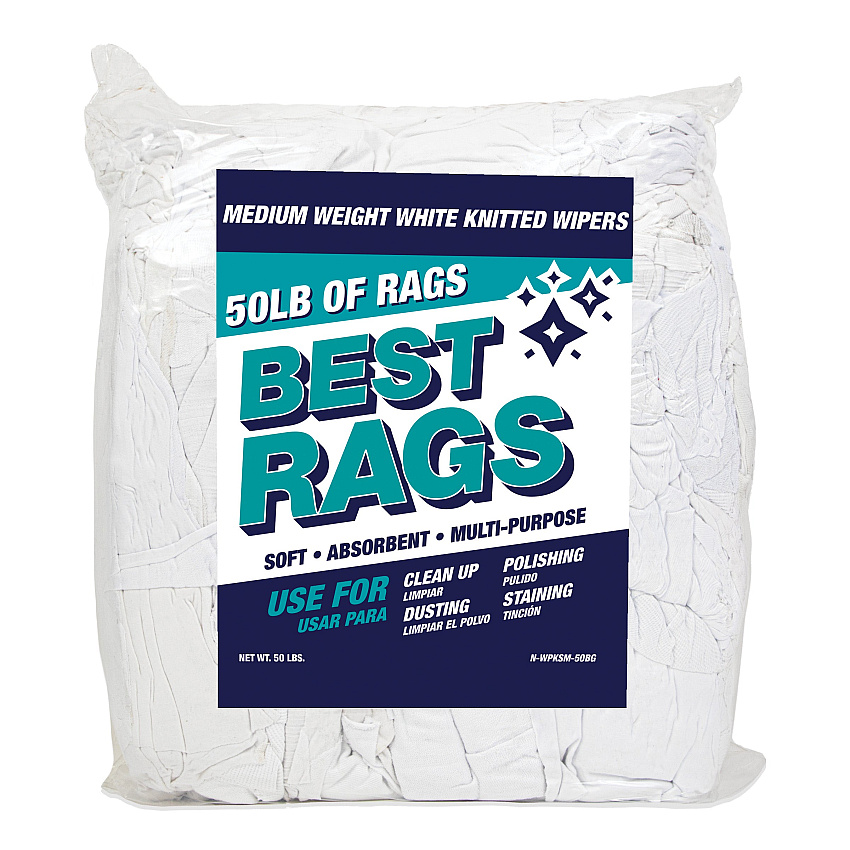 R2-w50 T-shirt Reclaimed Rags White 50lb Bag (R2-W50-50BG)