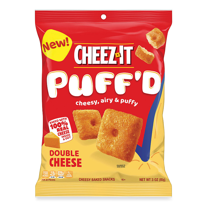 Cheez-It Puff'd Crackers, Double Cheese, 3 oz Bag, 6/Carton (KEB00022)