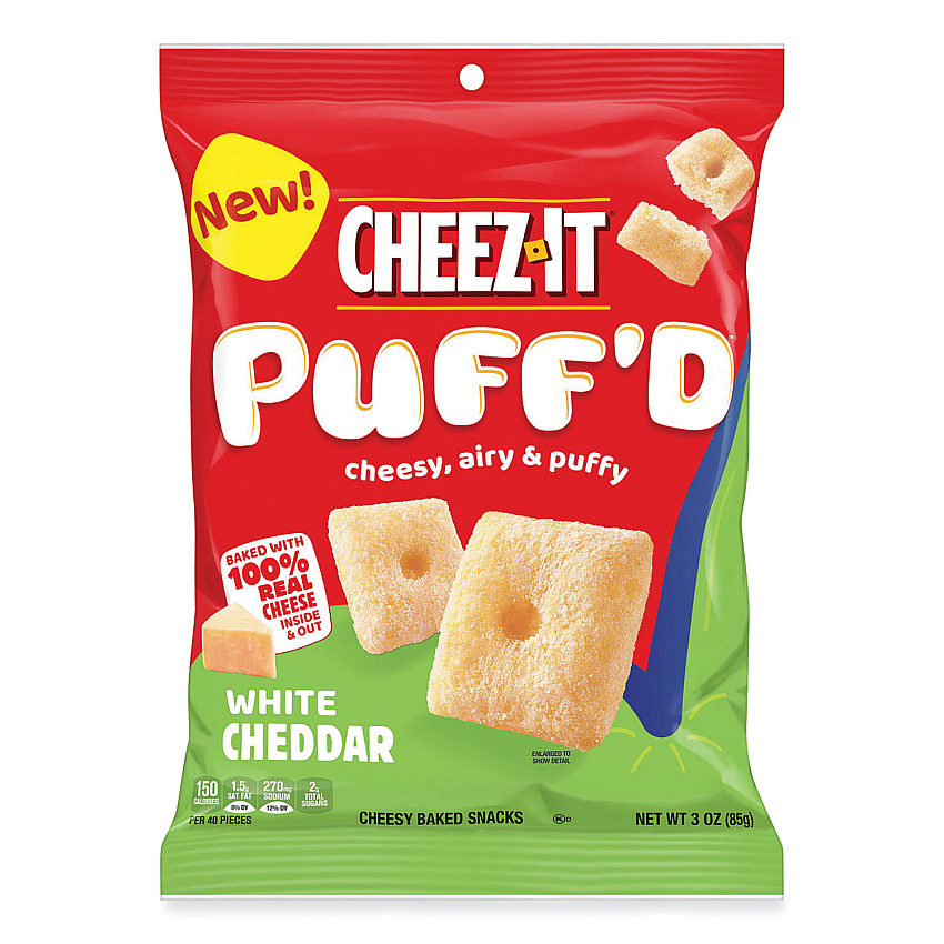 Cheez-It Puff'd Crackers, White Cheddar, 3 oz Bag, 6/Carton (KEB00024)