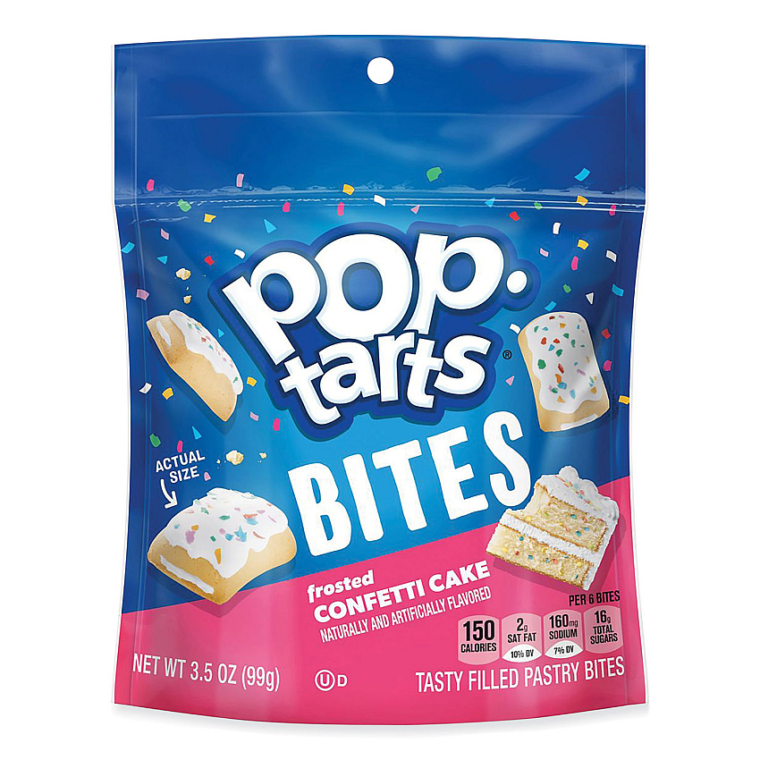 Kellogg's Pop Tarts Bites, Confetti Cake, 3.5 oz Bag, 6/Carton (KEB25063)