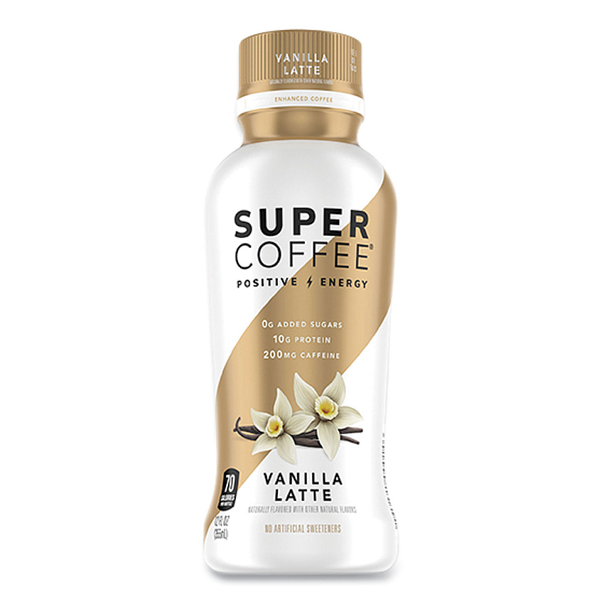 KITULife Super Coffee Ready-to-Drink Coffee, Vanilla Latte, 12 oz Bottle, 12/Carton (KTL00012)