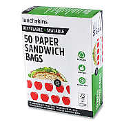 Lunchskins Peel and Seal Sandwich Bag with Closure Strip, 6.3" x 2" x 7.9", Red Apples/White, 50/Box (LCH854735005911)