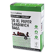 Lunchskins Paper Sandwich Bag, XL Sandwich, 7.1" x 2" x 9.4", Green Stripes/White, 50/Box (LCH865772000494)