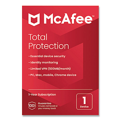 Mcafee Total Protection Software, For 1 User (MTP21EST1RAA)