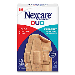 3M Nexcare DUO Bandages, Plastic, Assorted Sizes, 40/Pack (MMMDSA40)