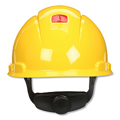 3M SecureFit Hard Hat with Uvicator, Four-Point Ratchet Suspension, Yellow (MMMH702SFRUV)