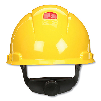 3M SecureFit Hard Hat with Uvicator, Four-Point Ratchet Suspension, Yellow (MMMH702SFRUV)