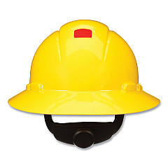 3M SecureFit Full Brim Hard Hat with Uvicator, Four-Point Ratchet Suspension, Yellow (MMMH802SFRUV)
