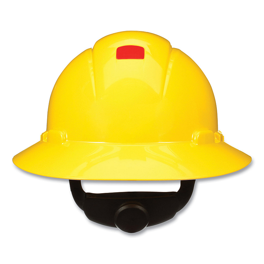 3M SecureFit Full Brim Hard Hat with Uvicator, Four-Point Ratchet Suspension, Yellow (MMMH802SFRUV)