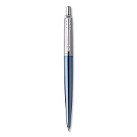 Parker Jotter Ballpoint Pen, Retractable, Medium 0.7 mm, Blue Ink, Waterloo Blue/Chrome Barrel (PAR1953245)