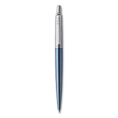 Parker Jotter Ballpoint Pen, Retractable, Medium 0.7 mm, Blue Ink, Waterloo Blue/Chrome Barrel (PAR1953245)