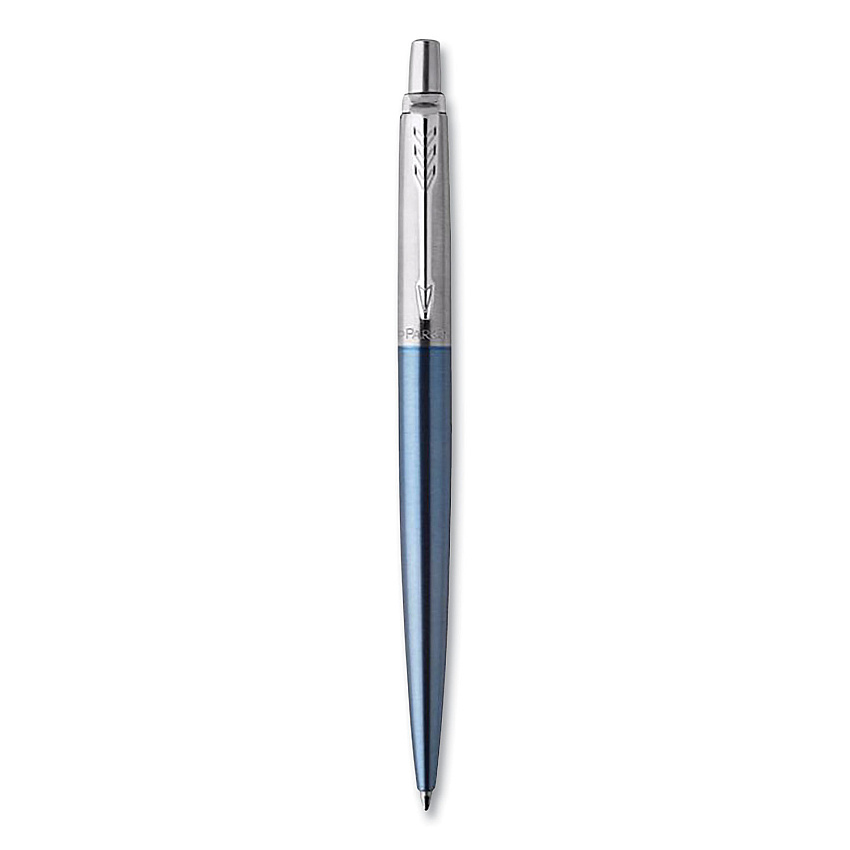 Parker Jotter Ballpoint Pen, Retractable, Medium 0.7 mm, Blue Ink, Waterloo Blue/Chrome Barrel (PAR1953245)