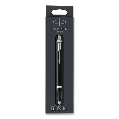 Parker IM Retractable Medium Tip Ballpoint Pen, 0.7 mm, Blue Ink, Black/Chrome Barrel (PAR1975554)