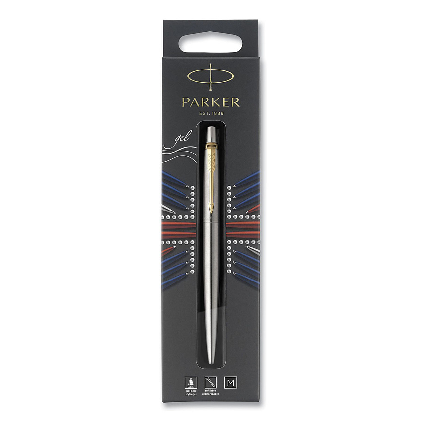 Parker Jotter Rollerball Pen, Medium Point 0.7 mm, Black Ink, Stainless Steel Barrel (PAR2020672)