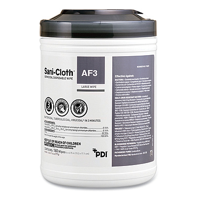Sani Professional Sani-Cloth AF3 Germicidal Disposable Wipes, Extra-Large, 1-Ply, 7.5" x 15", Unscented, White, 75/Pack (PDIP72584)